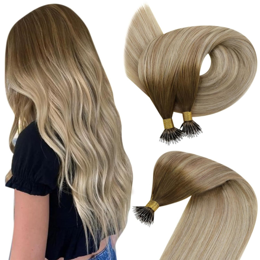Extensii Nanoring Ombre Saten Natural / Blond Nisipiu